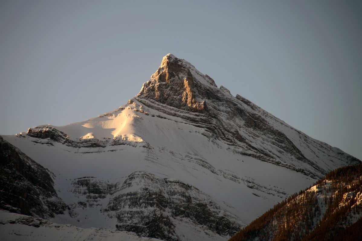 09B The Three Sisters Faith Peak Close Up From Canmore In Winter Just After Sunrise